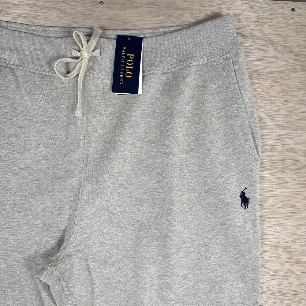 NWT Polo Ralph Lauren Fleece Track Pants Heather Grey Drawstring Sweatpants XL